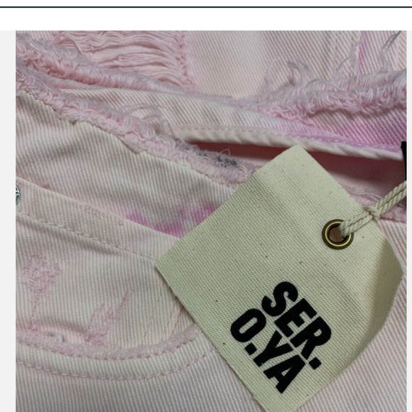 SER.O.YA. Women Pink Distressed Low-Rise Straight Split Jeans Pants. Size 29 - Picture 5 of 9